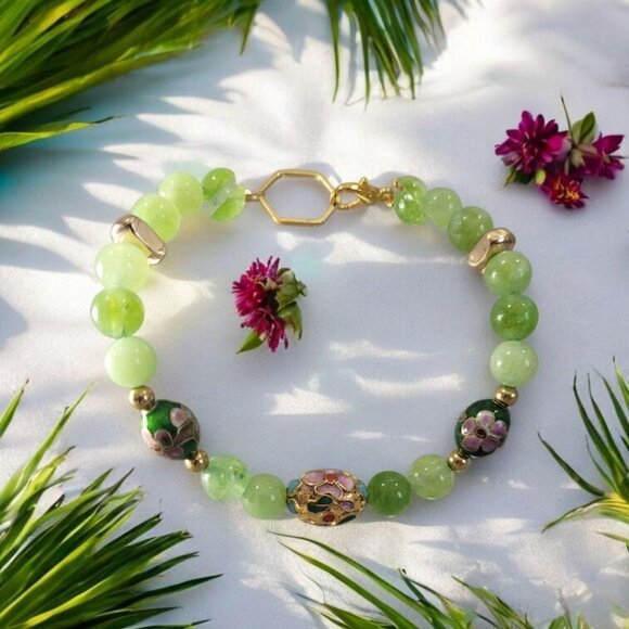 Serpentine Cloisonne Bracelet, Lobster Clasp - Picture 1 of 5